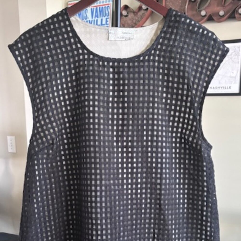 Audrey3+1, Black and Tan Sleeveless Dress. Tan and Black. Womens Medium.